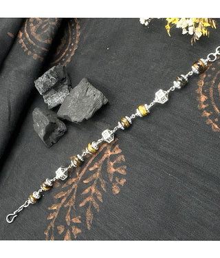 The Silver Beads & Tiger-eye Bracelet