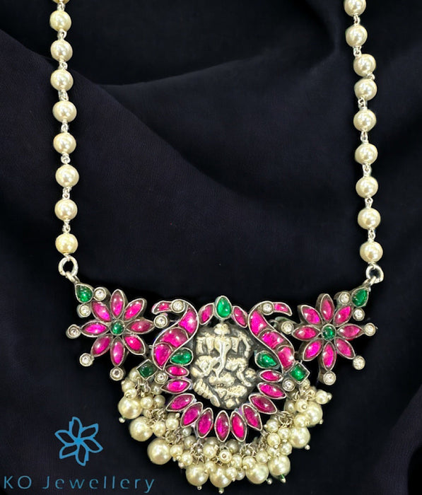 The Rudveda Silver Ganesha Pearl Necklace
