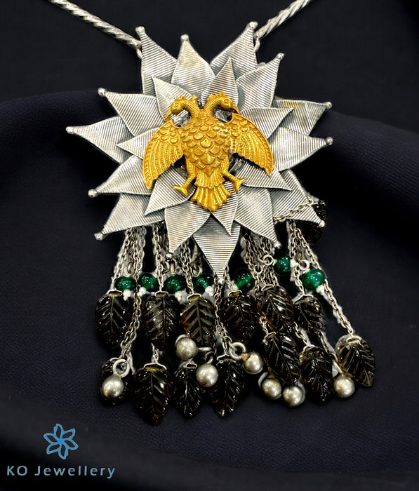 The Rachana Silver Antique Gandaberunda  Necklace (2 tone)