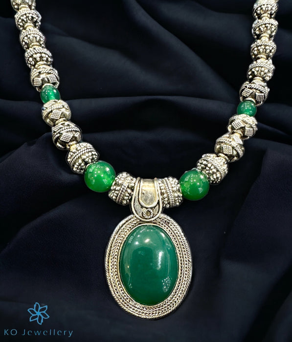 The Tatiana Silver Green Onyx Gemstone Necklace