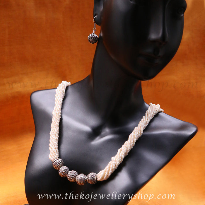 Buy online hand crafted silver necklace set for women