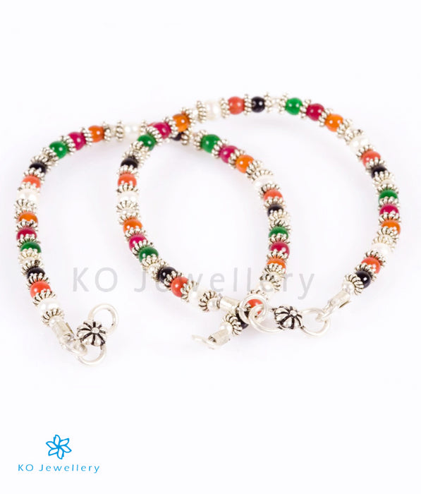 The Colourful Gemstone Silver Anklets (Kids) - KO Jewellery