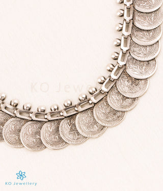 The Bhagya Silver Lakshmi Kasumala Coin Necklace (long)