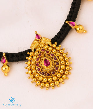 The Aradhana Silver Thread Necklace (Black)