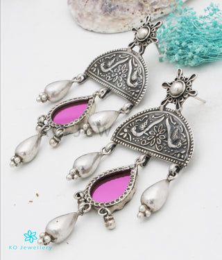 The Kundalin Silver Glass Earrings (Pink)