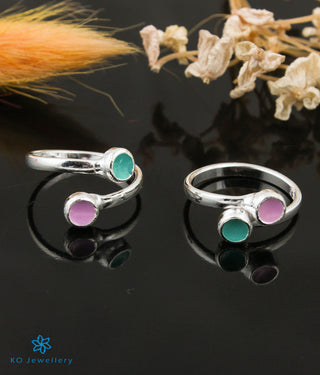 The Anvi Silver Toe-Rings (Pink)
