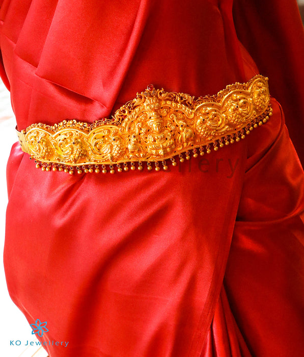 The Rudrani Lakshmi Silver Peacock Oddiyanam (Waist belt)