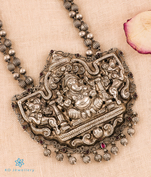 The Mahaganapati Silver Nakkasi Beads Necklace