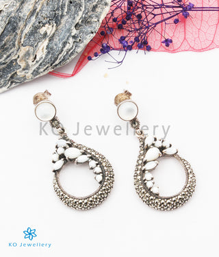 The Rosa Silver Marcasite Earrings (White)