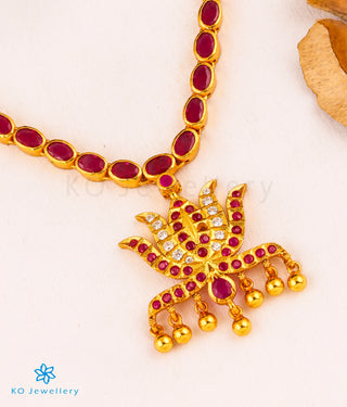 The Abja Silver Kempu Necklace (Red)