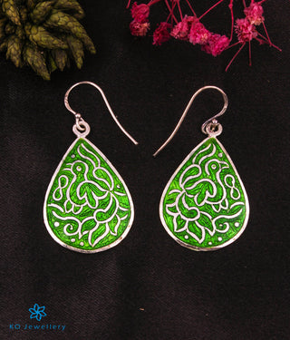 The Morni Silver Meenakari Earrings (Green)