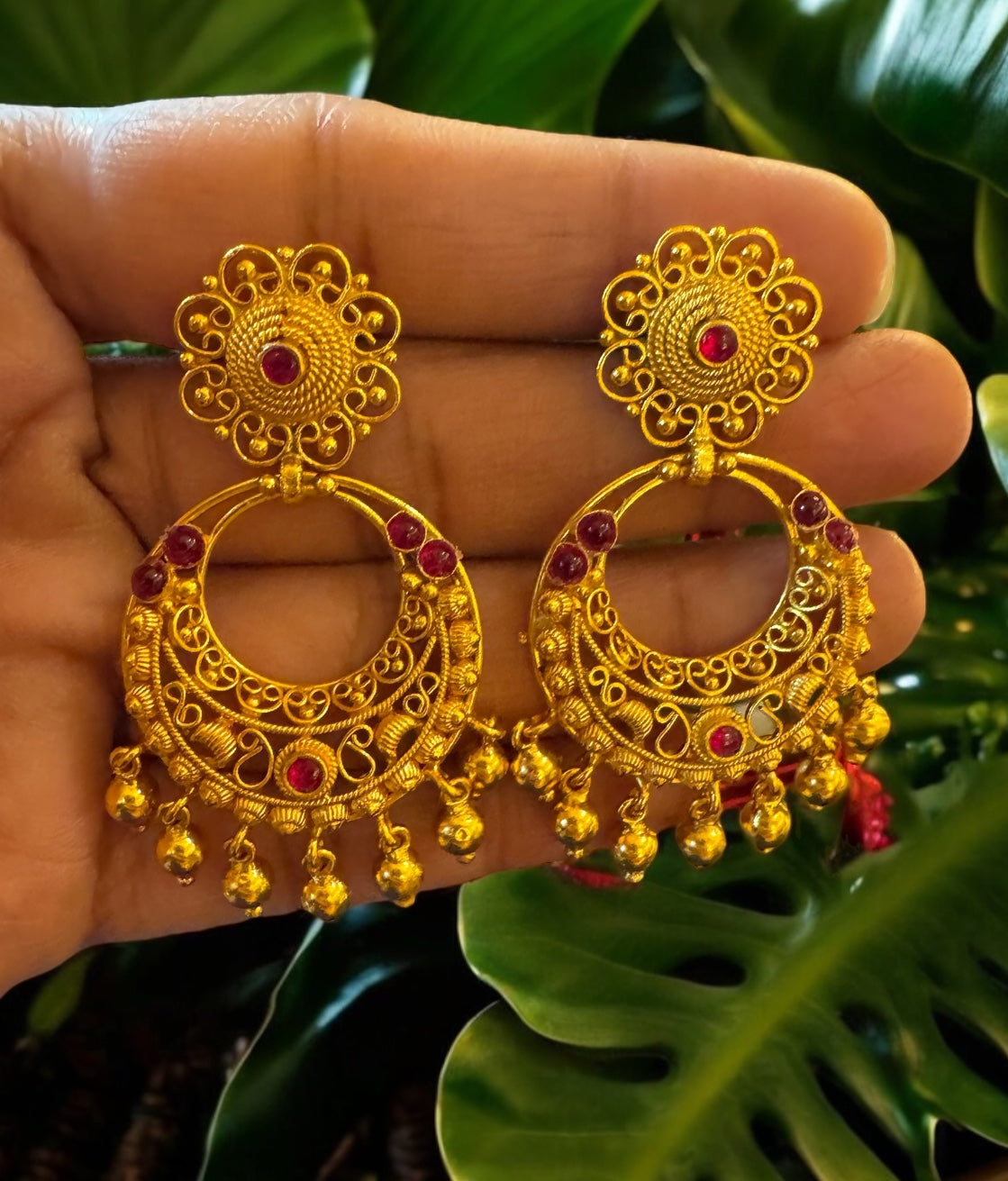 The Silver Chand Bali Earrings-gold plated traditional Indian Jewelry KO Jewellery