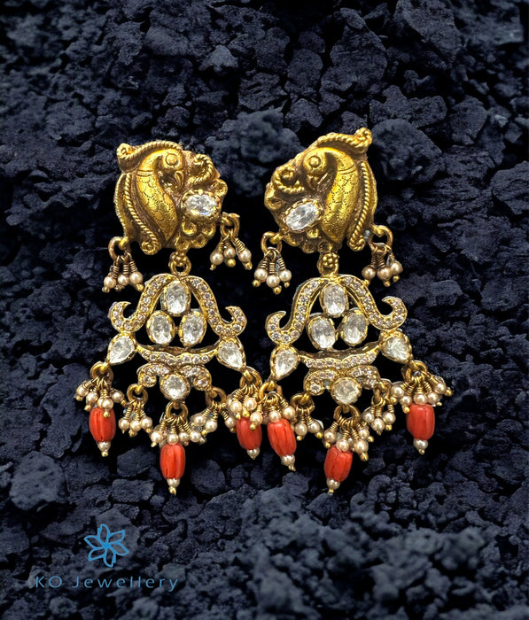 The Milan Silver Peacock Kundan Earrings
