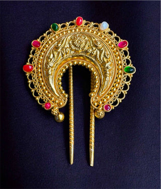 The Yuthika Nakkasi Silver Bridal Hair Pin (Multi colour)