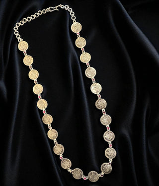 The Niraja Silver Lakshmi Kemp Kasumala Necklace (Oxidised)