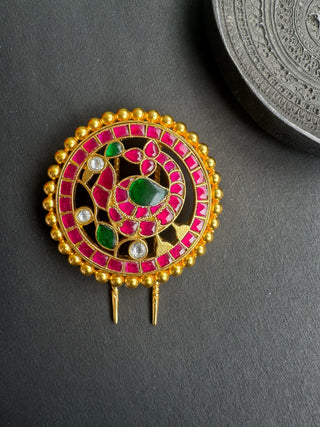 The Reeva Silver Peacock Kundan Jadau Bridal Hair Pin