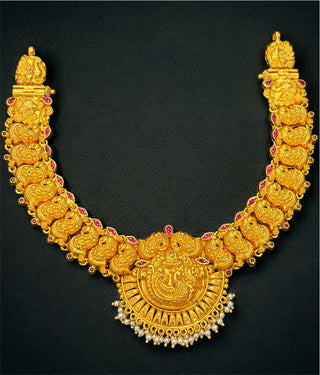 The Roshini Silver Peacock Nakshi Necklace