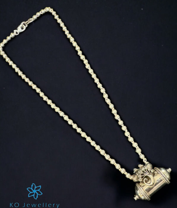 The Gaanvi Silver Peacock Necklace