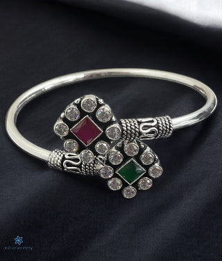 The Revika Silver Openable Gemstone Bracelet