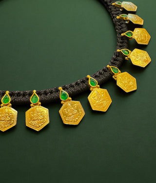 The Deeksha Lakshmi Coin Silver Thread Necklace & Earrings
