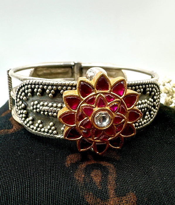 The Embellished Silver Kada Bracelet (Size 2.4)