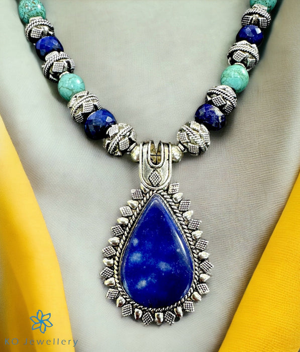 The Idish Silver Lapis & Turquoise Gemstone Necklace