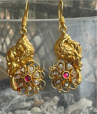 The Neelanshi Silver Peacock Kemp Earrings