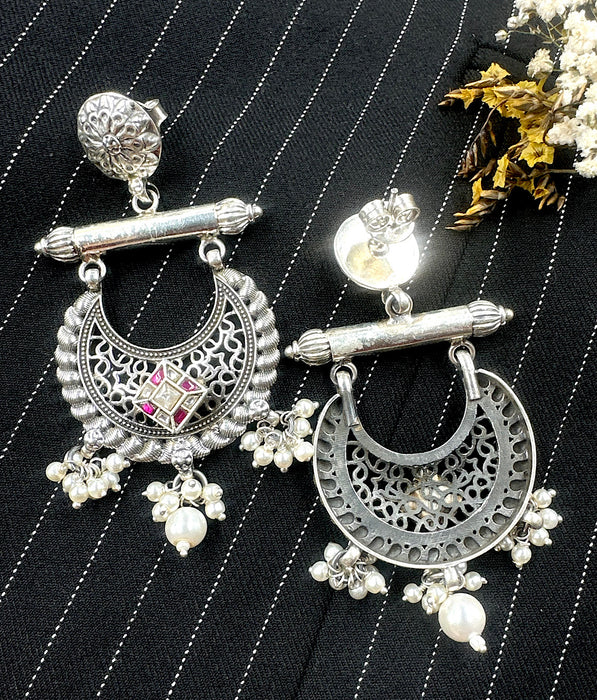 The Silver Pearl Jadau Earrings
