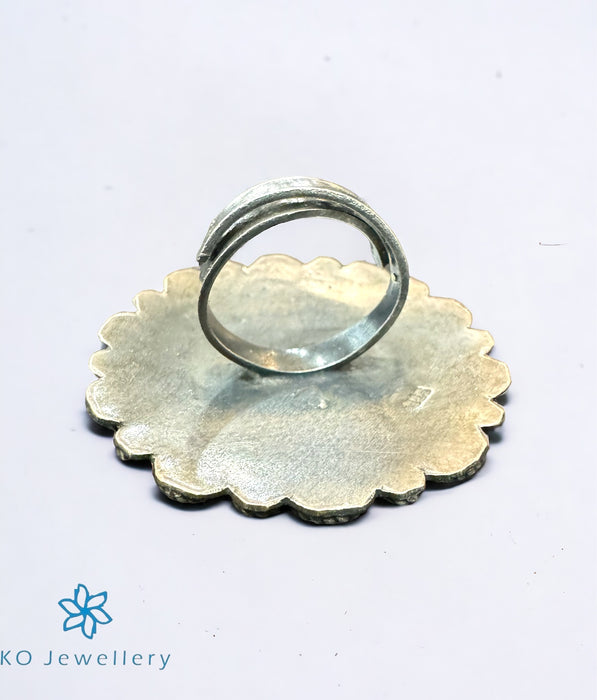 The Ornate Silver Meenakari Finger Ring