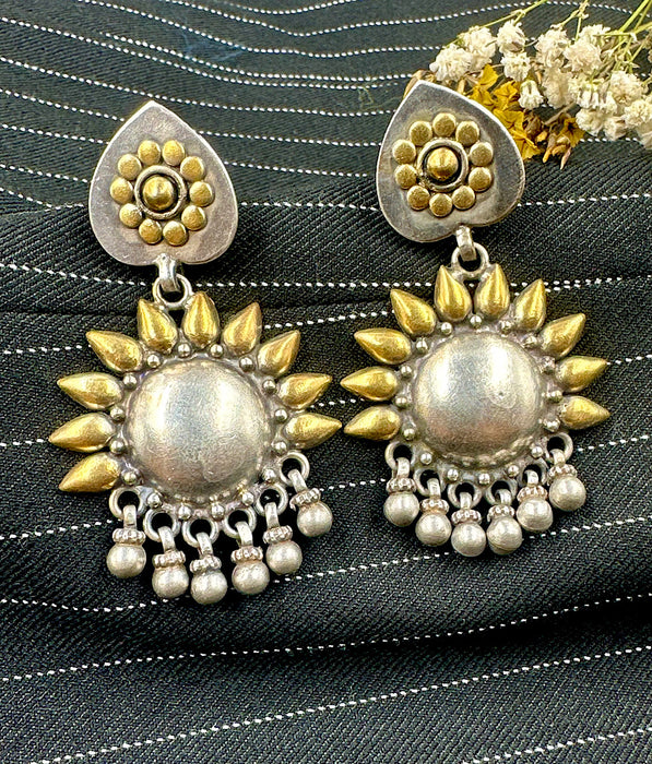 The Two tone Silver Earrings