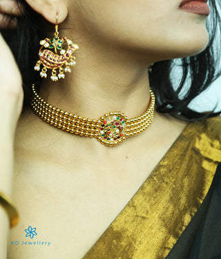 The Bhamini Silver Navratna Choker Necklace