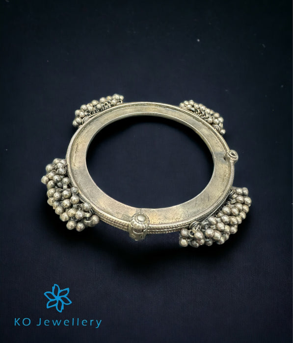 The Ghungroo Silver Antique Openable Bracelet (Size 2.3)