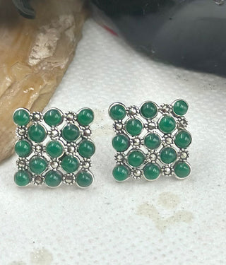The Silver Marcasite Earstuds (Green)