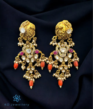The Rangana Silver Peacock Kundan Earrings