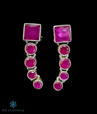 The Vasaki Silver Gemstone Earrings (Pink)