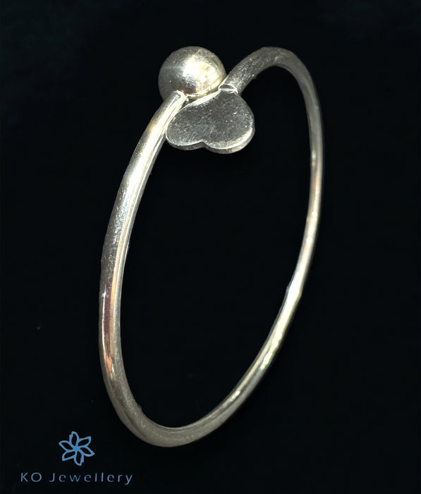 The Single Heart Silver Flexible Open Bracelet