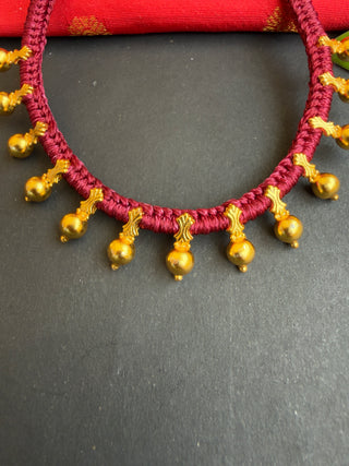 The Esha Silver Red Thread Necklace & Earrings