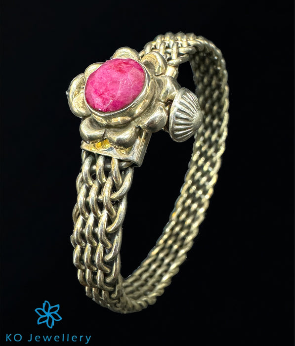 The Pink Silver Antique Openable Bracelet (Size 2.3)