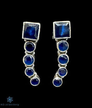 The Vasaki Silver Gemstone Earrings (Blue)