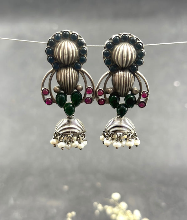 The Coloured Silver Jhumkas