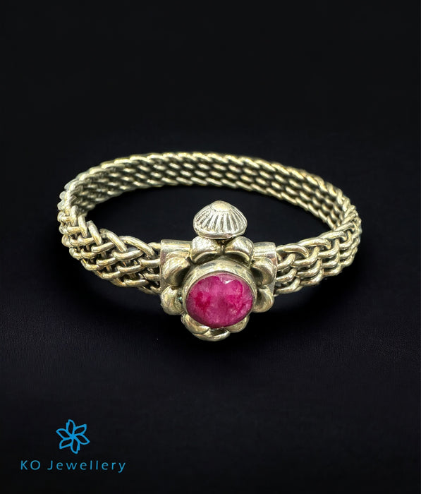 The Pink Silver Antique Openable Bracelet (Size 2.3)