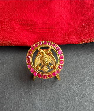 The Rujuta Silver Vanki Gandaberunda Adjustable Finger Ring (Red)