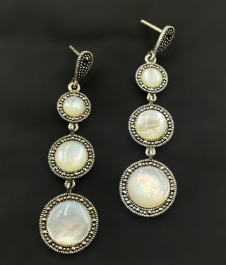 The Vidisha Silver Marcasite Cocktail Earrings (Pearl)
