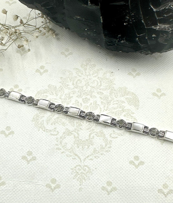 The Silver Marcasite Bracelet ( Mother of Pearl)
