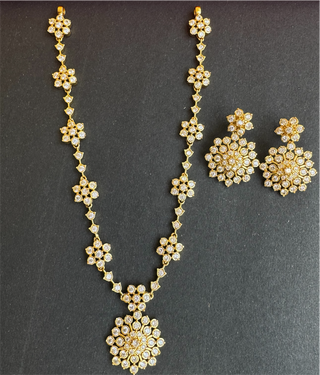 The Isharya Solitaire Diamond Silver Necklace & Earrings