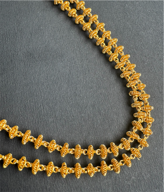 The Aaradhya Two layer silver Tulsi mala Necklace & Earrings