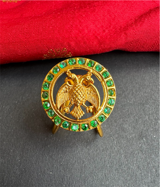 The Rujuta Silver Vanki Gandaberunda Adjustable Finger Ring (Green)