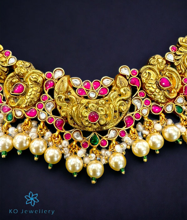 The Trisha Silver Kundan-Jadau Peacock Necklace