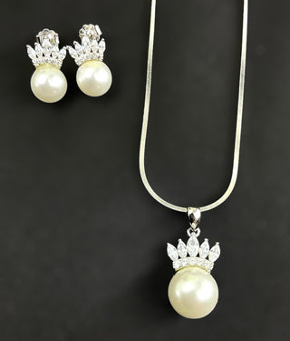 The Princess Silver Pearl Pendant Set
