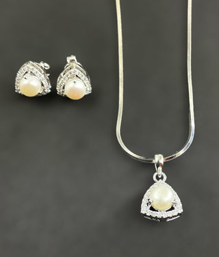 The Jina Silver Pearl Pendant Set